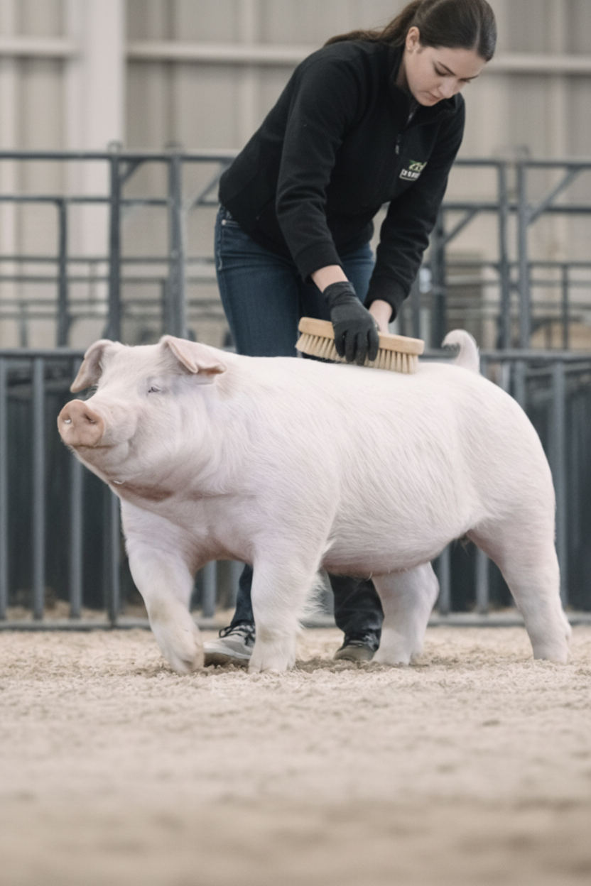 Show pig being groomed