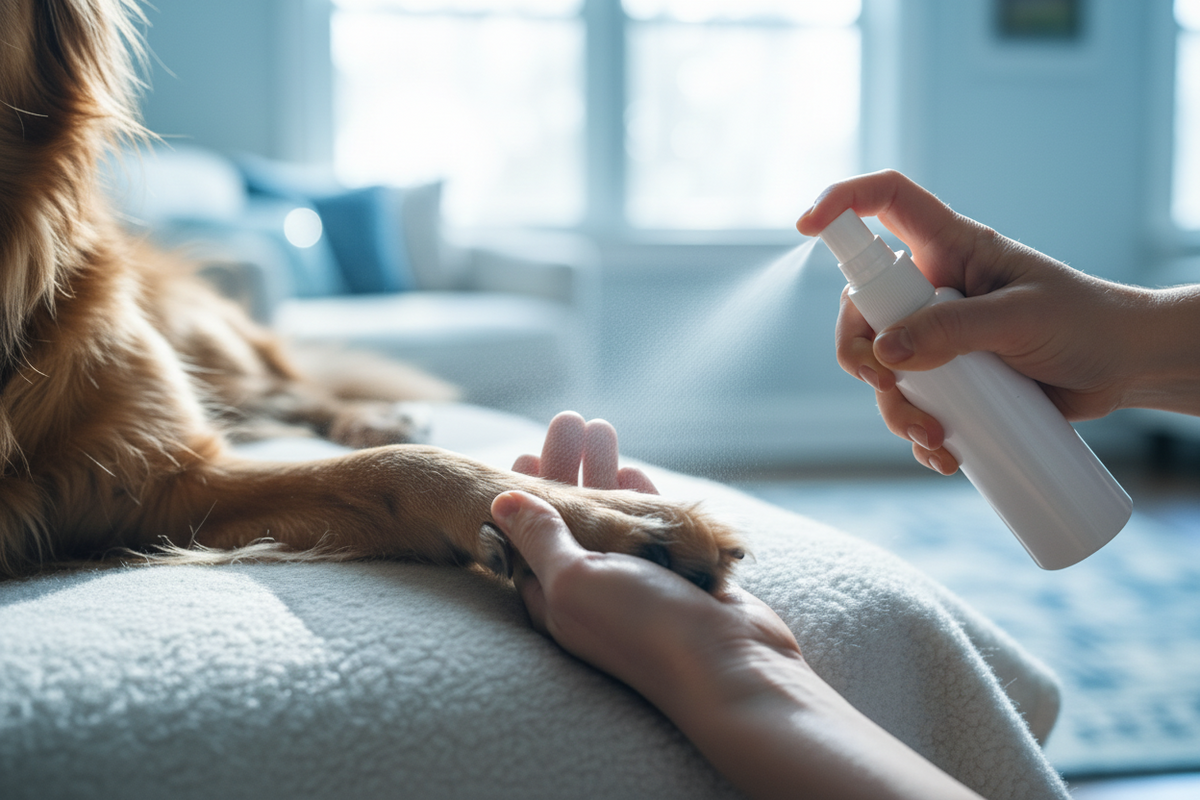 Dog paw spray